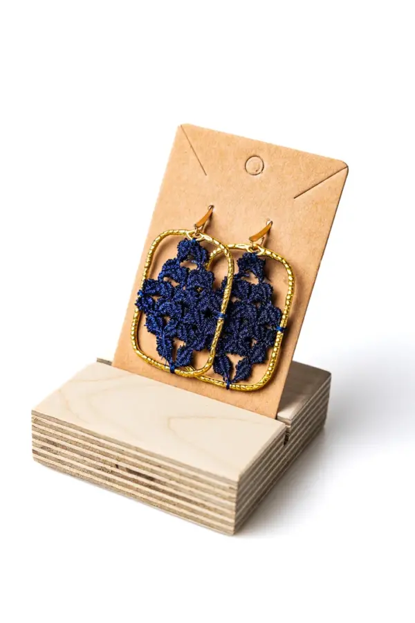 Pendientes rectangulares azul marino