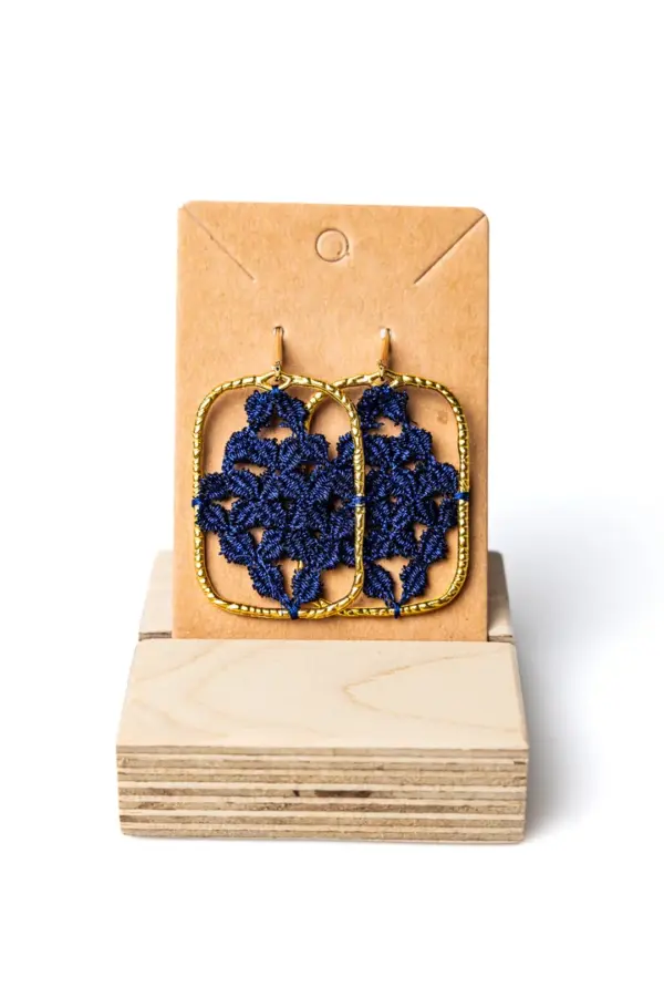 Pendientes rectangulares azul marino