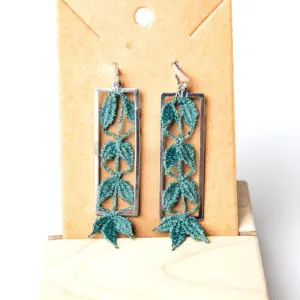 036 Pendientes hiedra verde agua