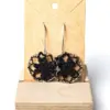 052 Pendientes circulares hortensia negros
