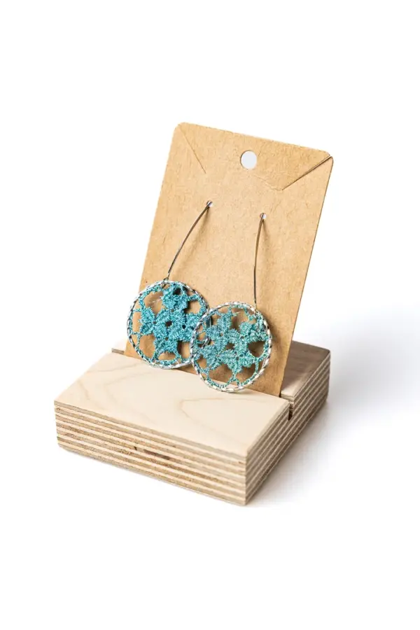 Pendientes circular flores azules