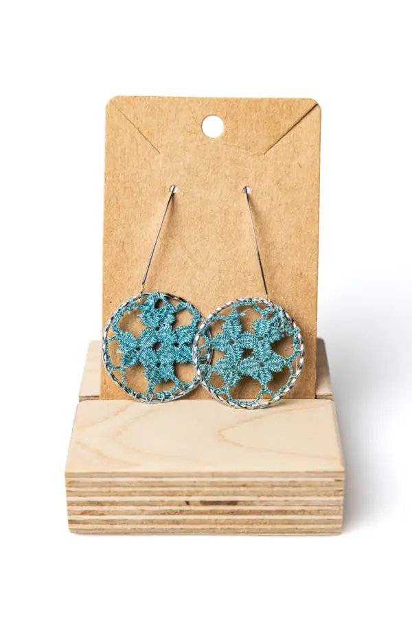 Pendientes circular flores azules