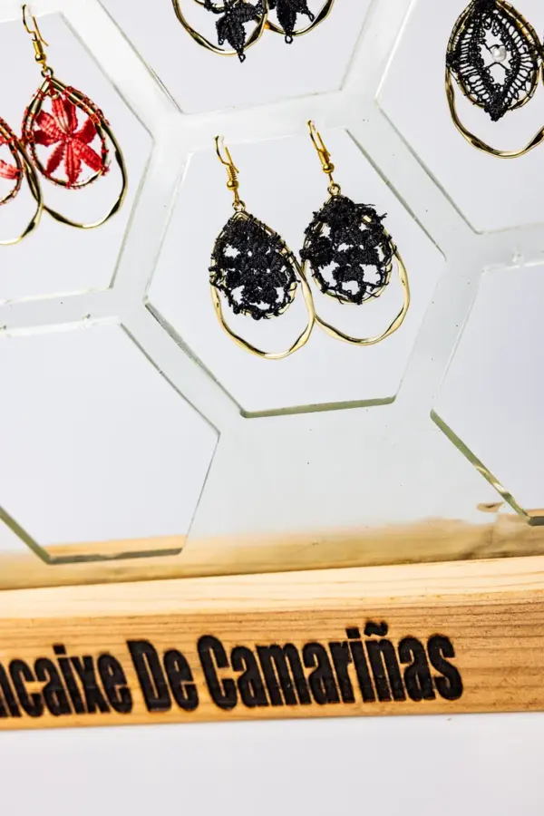 Pendientes hortensia negros