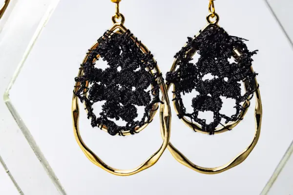 Pendientes hortensia negros