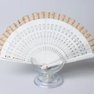 203 Abanico blanco con encaje beige
