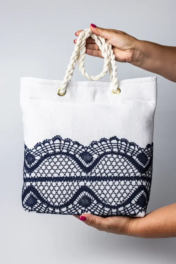 426 Bolso artesanal de encaje de bolillos “Mar”